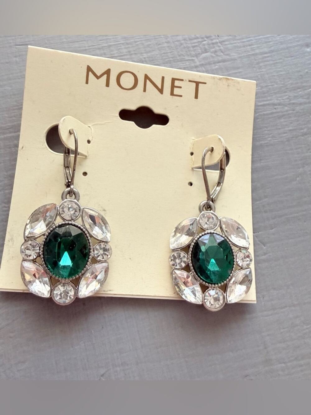 Monet Silver Tone Dangle Bling Earrings